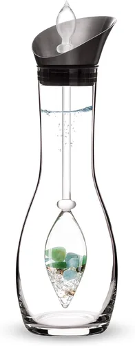 Vista 21 de VitaJuwel Era Five Elements Jarra de agua de cristal con amatista · Calcedonia · Madera petrificada · Cuarzo rosa y ágata Alineación · Puesta a