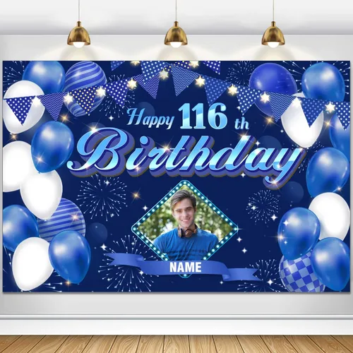 Vista 70 de Dicodes Fondo de decoración de feliz cumpleaños número 100 color azul marino personalizado, cartel con purpurina, pancarta, suministros