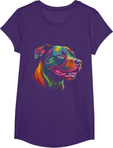 Vista 14 de Pit Bull Mom Dog Lover Colorido Artistic Pitbull Owner - Camiseta para mujer, Negro