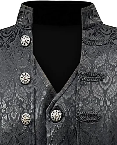 Vista 6 de Chaqueta medieval gótica steampunk para hombre, disfraz victoriano de vampiro pirata, abrigo