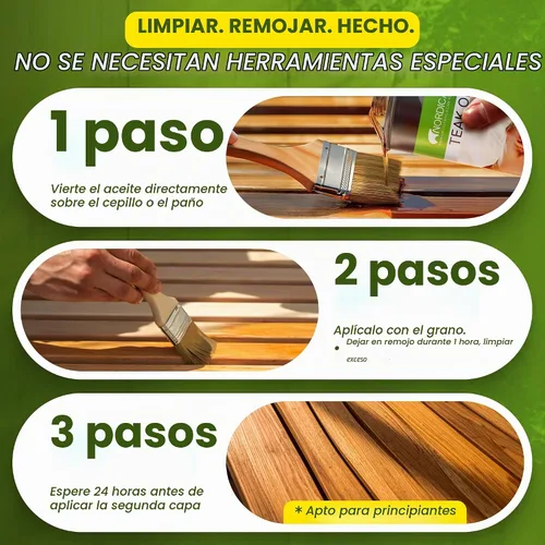 Vista 3 de Nordicare Aceite de teca (1 litro) – Aceite de madera para toda la zona interior – Revive el color original de la madera – Aceite de teca premium