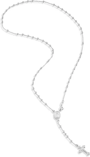 Vista 3 de Miabella Cadena de plata de ley 925 o oro amarillo de 18 quilates sobre plata, rosario italiano con cruz en Y para mujeres y hombres, Plata