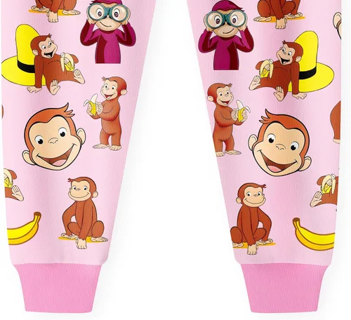 Vista 9 de YAMY Conjunto de camisa George para niñas pequeñas, conjunto corto de verano, casual, camiseta de dibujos animados, conjuntos de pantalones cortos