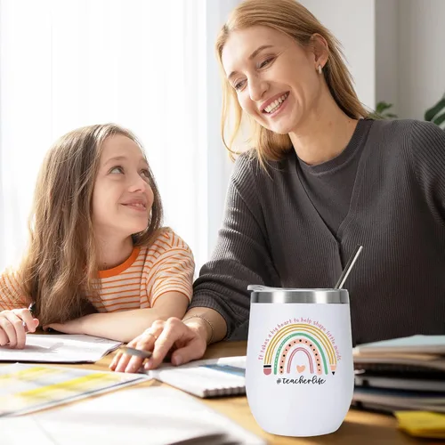 Vista 2 de Regalos de agradecimiento a maestros para mujeres y hombres, vaso aislado de 12 onzas con caja de regalo, regalo de fin de año, graduación, Navidad