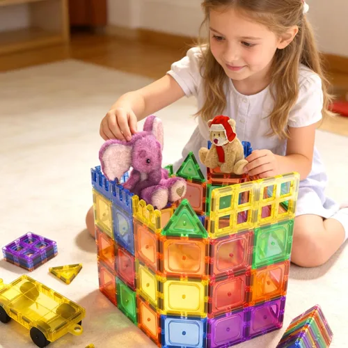 Vista 7 de Coodoo 60 PIEZAS Bloques Magnéticos de Construcción para Niños Juguetes STEM Bloques Magnéticos Juguetes Sensoriales Juegos para Niños Imán Juego