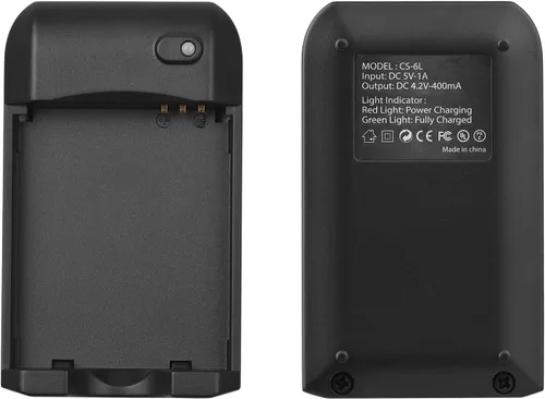 Vista 4 de Andoer Cargador de batería NP-6L con luz indicadora LED + 2 baterías NP-6L de 3.7 V 700 mAh con cable de carga USB