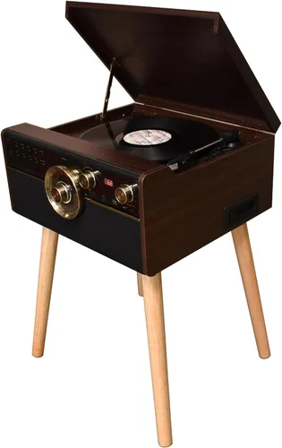 Vista 7 de TechPlay Cyclops - Sistema estéreo completo de alta potencia, tocadiscos, reproductor de cassette/CD con conexión Bluetooth (Cappuccino)