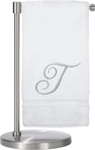Vista 99 de Script R - Toalla de baño con monograma, regalo personalizado, 27 x 54 pulgadas, juego de 1 toalla bordada con texto dorado, 100% algodón turco Navy