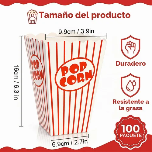 Vista 2 de Bekith caja para palomitas de maíz con apertura superior, 100 unidades.