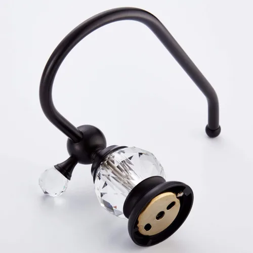 Vista 4 de Crystal Series Brass Toilet Paper Roll Holder.Black