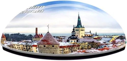 Vista 3 de Imán de nevera de la ciudad vieja de Tallin Estonia 3D Cristal de cristal turístico Colección de recuerdos de viaje Regalo Fuerte Etiqueta engomada