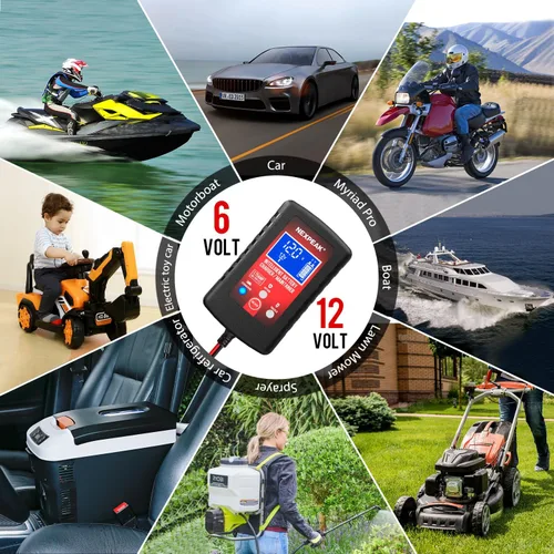 Vista 6 de Paquete de 2 cargadores de batería inteligentes totalmente automáticos de 6 V 12 V para automóvil, marina, motocicleta, cortacésped