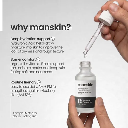 Vista 6 de Natural Outcome Man Skin Supreme Moisture Serum Mens I Mens Suero facial antienvejecimiento de día y noche I Suero de humedad avanzada con ácido