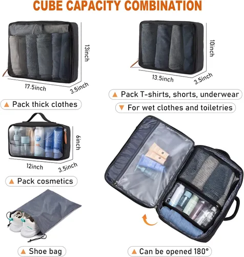 Vista 4 de LOVEVOOK Mochila de Mano, Mochila de Viaje Grande de 45L para Mujeres y Hombres Aprobada por Aerolíneas, Mochilas de Maleta Grandes Expandibles Con