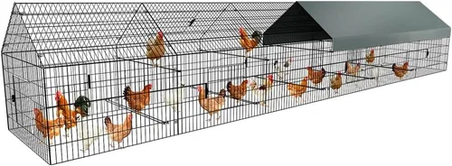 Vista 10 de PawGiant Gallinero Corral para Pollos para Patio con Cubierta 130"×40"×40" Tractor de Pollos Portátil de Metal Exterior Jaula Recinto Caja Afuera