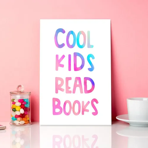 Vista 4 de Lienzo decorativo para pared: rincón de lectura para niños, cita genial para amantes de los libros, perfecto para la habitación de los niños