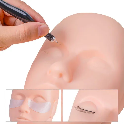 Vista 4 de Cabeza de maniquí de pestañas, cabeza de entrenamiento de práctica, para maquillaje y extensión de pestañas, cabeza de cara de muñeca