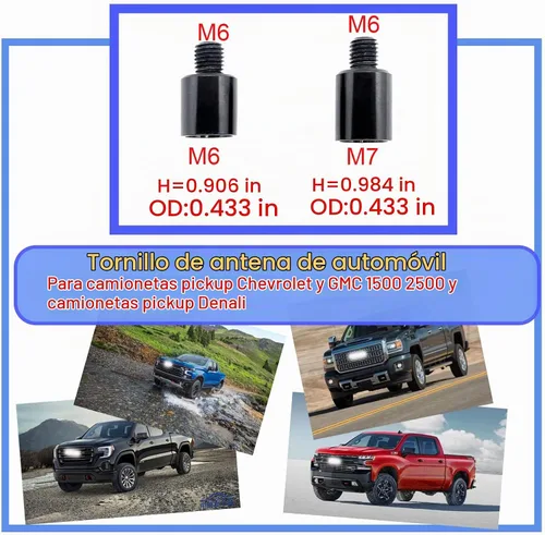 Vista 2 de Miytsya 7 adaptadores de antena compatibles con Toyota, Jeep, Wrangler, Denali, Tantu, Douqi, Ford, GMC Pickups