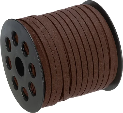 Vista 13 de uxcell Cordón de gamuza, 49.21 yardas, 0.197 in, cuerda plana de hilo de cuero para bolso, bolso, cordones de zapatos, manualidades, fabricación