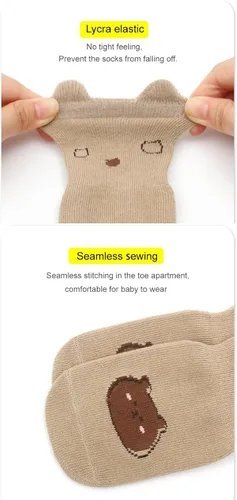 Vista 5 de Calcetines antideslizantes para bebés recién nacidos, calcetines antideslizantes con agarres para niñas y niños