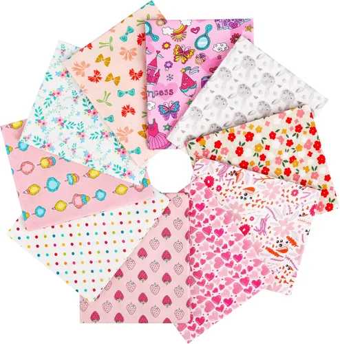 Vista 22 de Craftido -25 Opciones- Paquetes de Tela de Acolchado 100% Algodón 10pcs Fat Quarters 18"x21"-Peso Mediano 5.2 oz- Algodón Suave para Acolchado