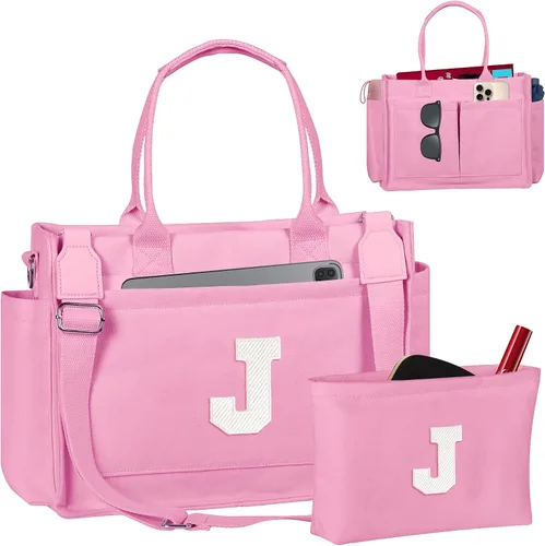 Vista 72 de Easter Basket Stuffers, Initial Tote Bag with Makeup Bag, Birthday Gifts for Women, Teen Girl Gifts Trendy Stuff