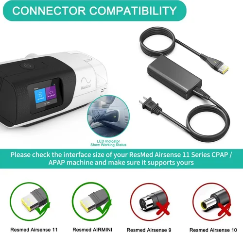 Vista 2 de HKY Reemplazo Resmed AirSense 11 Cable de alimentación 24V 2.71A 65W Fuente de alimentación para Resmed Air 11 AirSense 11 AutoSet/AirSense 11