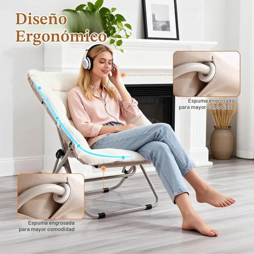 Vista 7 de Furlide Silla platillo, cómodas sillas de dormitorio, silla plegable de Beige