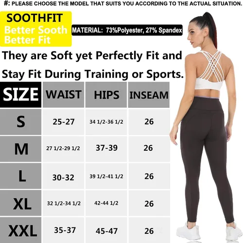 Vista 7 de SOOTHFIT Yoga Pants for Women with Pockets High Waist Yoga Leggings Tummy Control Gym Workout Running Sports with Mesh