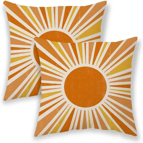 Vista 10 de BETGINY Fundas de almohada de verano para exteriores de 16 x 16 pulgadas, 2 unidades, color aguamarina, verde azulado, crema, sol, bohemio