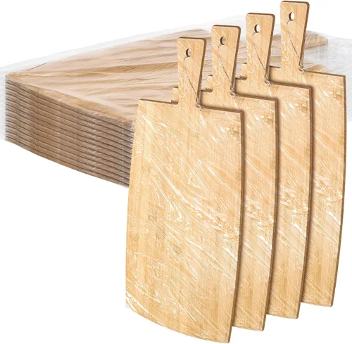 Vista 14 de Patelai Juego de 12 Tablas de Cortar de Madera con Asas, Tabla de Cortar Grande para Servir en la Cocina, Tabla de Cortar Lisa, Regalos a Granel