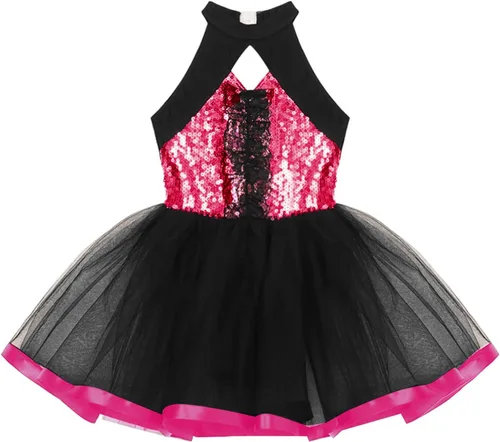 Vista 108 de CHICTRY Vestido tutú de ballet con lentejuelas brillantes para niñas y niñas, moderno disfraz de baile latino de jazz