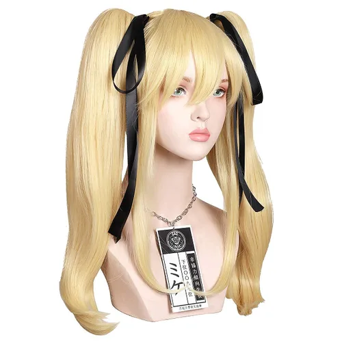 Vista 4 de FantaLook KD Cosplay peluca con identificación esclava y cinta negra rubia