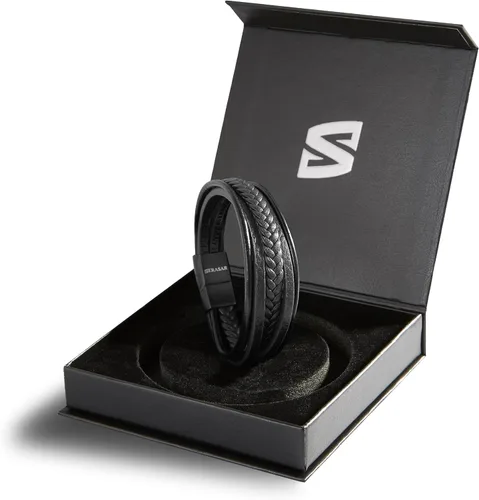 Vista 2 de SERASAR Premium Leather Bracelet [Braid] for Men in Black & Brown Various Lengths Magnetic Stainless Steel Clasp Exclusive Jewellery Box