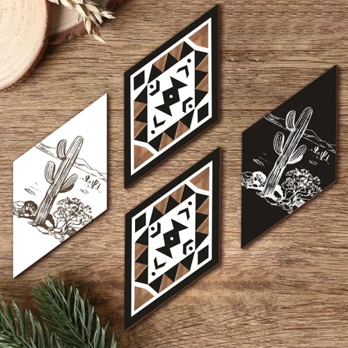 Vista 6 de CHDITB Decoración de pared de cactus, letrero de madera azteca, decoración de pared con temática natural, arte de pared moderno para oficina, hogar