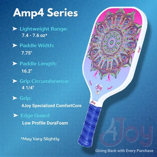 Vista 4 de 4Joy Pickleball Paddle Serie Amp4 – T700 de fibra de carbono Pickleball sin palas – Raquetas profesionales de pickleball para mujeres y hombres