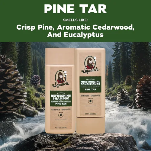Vista 3 de Dr. Squatch Paquete de Cabello Natural para Hombres - Cabello Saludable y de Aspecto Abundante - Champú de Alquitrán de Pino (8 fl oz)