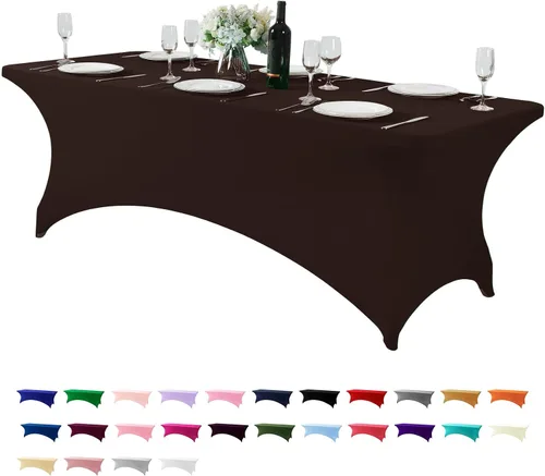 Vista 131 de Mantel de elastano para mesa de 6, 4 o 8 pies, universal, ajustable, para fiestas, banquetes, bodas y eventos, color verde manzana