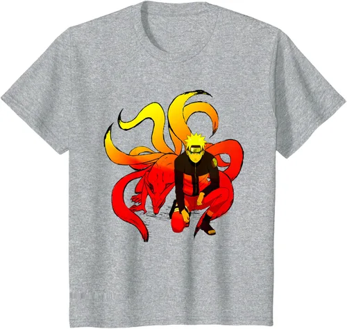 Vista 39 de Naruto Shippuden Naruto and 9 Tails - Camiseta de manga corta Negro