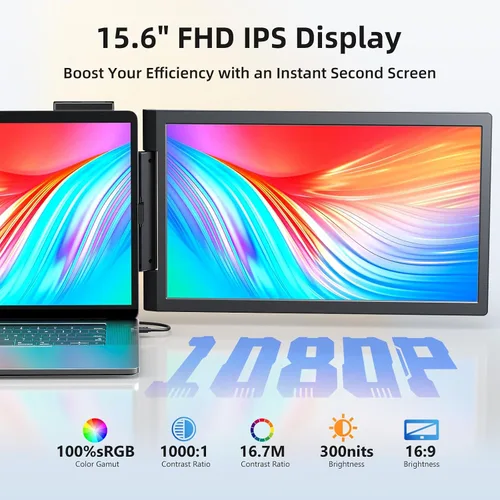 Vista 3 de Extensor de pantalla para portátil, extensor de monitor portátil de 15.6