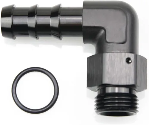 Vista 8 de Aluminio -4 AN ORB macho a 1/4 "(6.35mm) Barb Push On Manguera Adaptador Negro