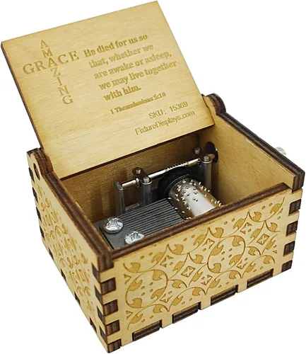 Vista 3 de FixtureDisplays® Caja de música – Amazing Grace 3 3/8 x 2 X 1 5/8 pulgadas, himno cristiano, regalo para madre, padre, hija, hijo, hermano