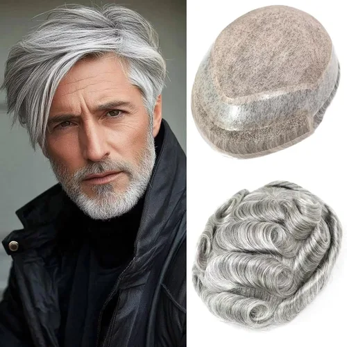 Vista 12 de HAPPY&CC Pieza del sistema de cabello humano Toupee para hombre Mono Lace #1 Negro Azabache
