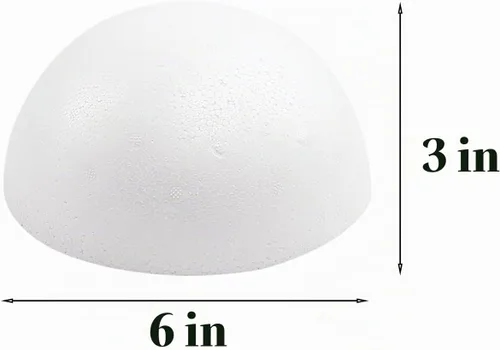 Vista 2 de Crafjie 2 piezas 15 cm de bolas de espuma blancas semirredondas de poliestireno, bolas de espuma para manualidades, suministros de manualidades