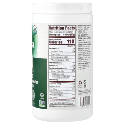 Vista 2 de Nutiva USDA - Proteína vegetal orgánica de semillas de cáñamo crudas prensadas en frío con polvo de alta fibra y aminoácidos esenciales, sin OMG