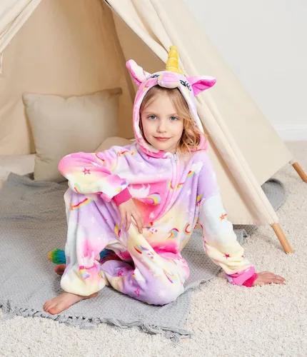 Vista 7 de Cos Time Pijama de una pieza de unicornio para niños, disfraz de Halloween