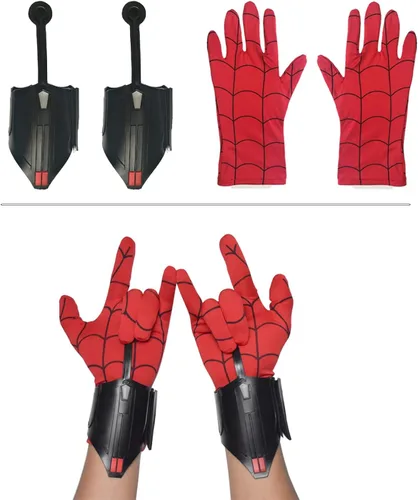 Vista 6 de Spider-man Web Shooters para niños superhéroe Web Shooters Cosplay Launcher Bracers Toy incluye guantes