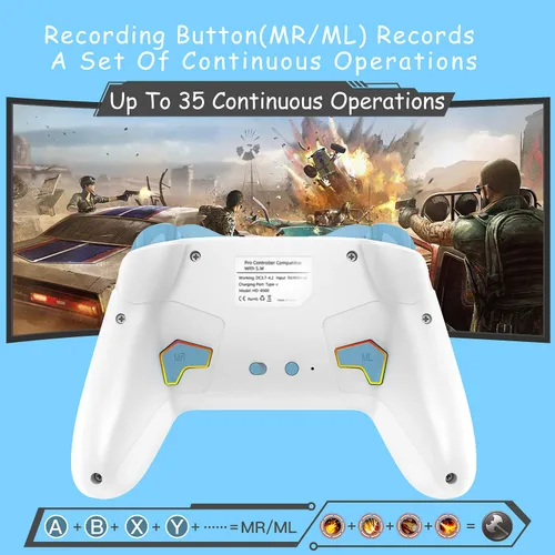 Vista 3 de Bluetooth Controller Wireless for SwitchPhonePCAndroidIOSMACTV, Remote Game Controller with Custom Programmable ButtonWake UpTurboScreenshotGyro