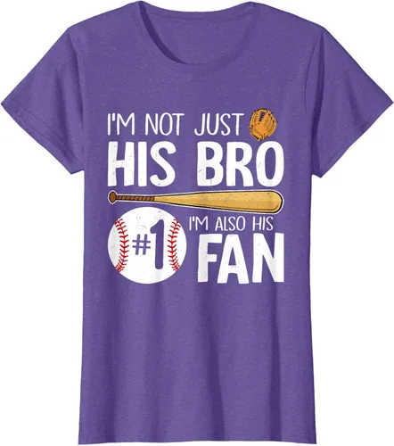 Vista 29 de Camiseta Baseball Brother I'm Not Just His Bro I'm His Number One Fan, Negro