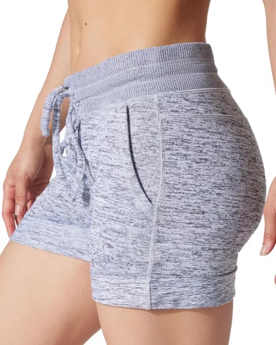 Vista 2 de 90 Degree By Reflex Shorts Suaves de Sudadera para Mujer de Cintura Alta con Cordón Ajustable para Descanso y con Bolsillos